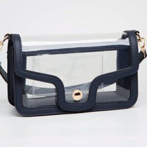 NWT Navy Blue Clear Gameday Shoulder Bag Stadium Approved Purse w/gold hardware